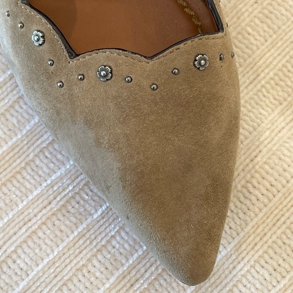 Coach Suede & Leather Embellished Waverly Pumps Gray Size 8 - Picture 9 of 15